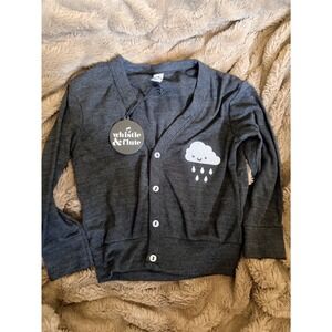 Whistle & Flute Kids Gray Happy Cloud Button Front Cardigan Sweater Size 2 NWT
